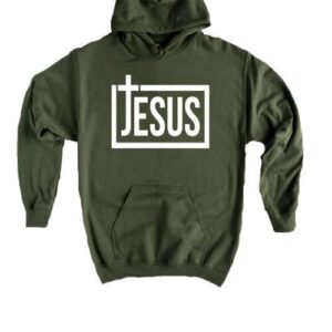 Jesus Is King Vertical Cross Hoodie Dark Green